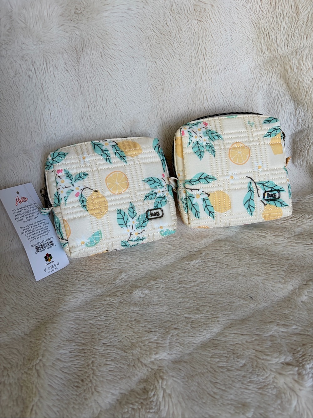 NWT and EUC Lug Domino Pouch set, Lemon Floral